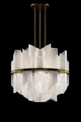 Trim suspension Art Déco en boule de cristal et laiton brossé. Barovier&Toso. Trim suspension Art Déco en boule de cristal et laiton brossé. Barovier&Toso.
