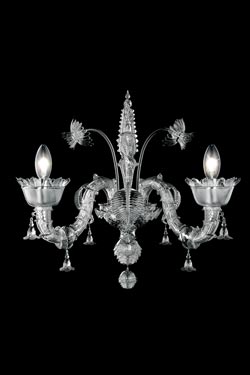 4607 Art Nouveau style wall lamp in Venetian crystal 2 lights. Barovier&Toso. 