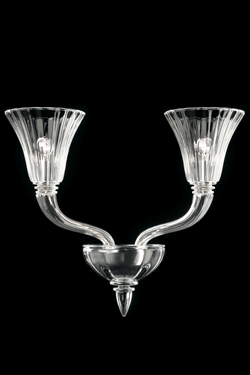 Degas retro wall lamp in transparent Murano crystal. Barovier&Toso. 