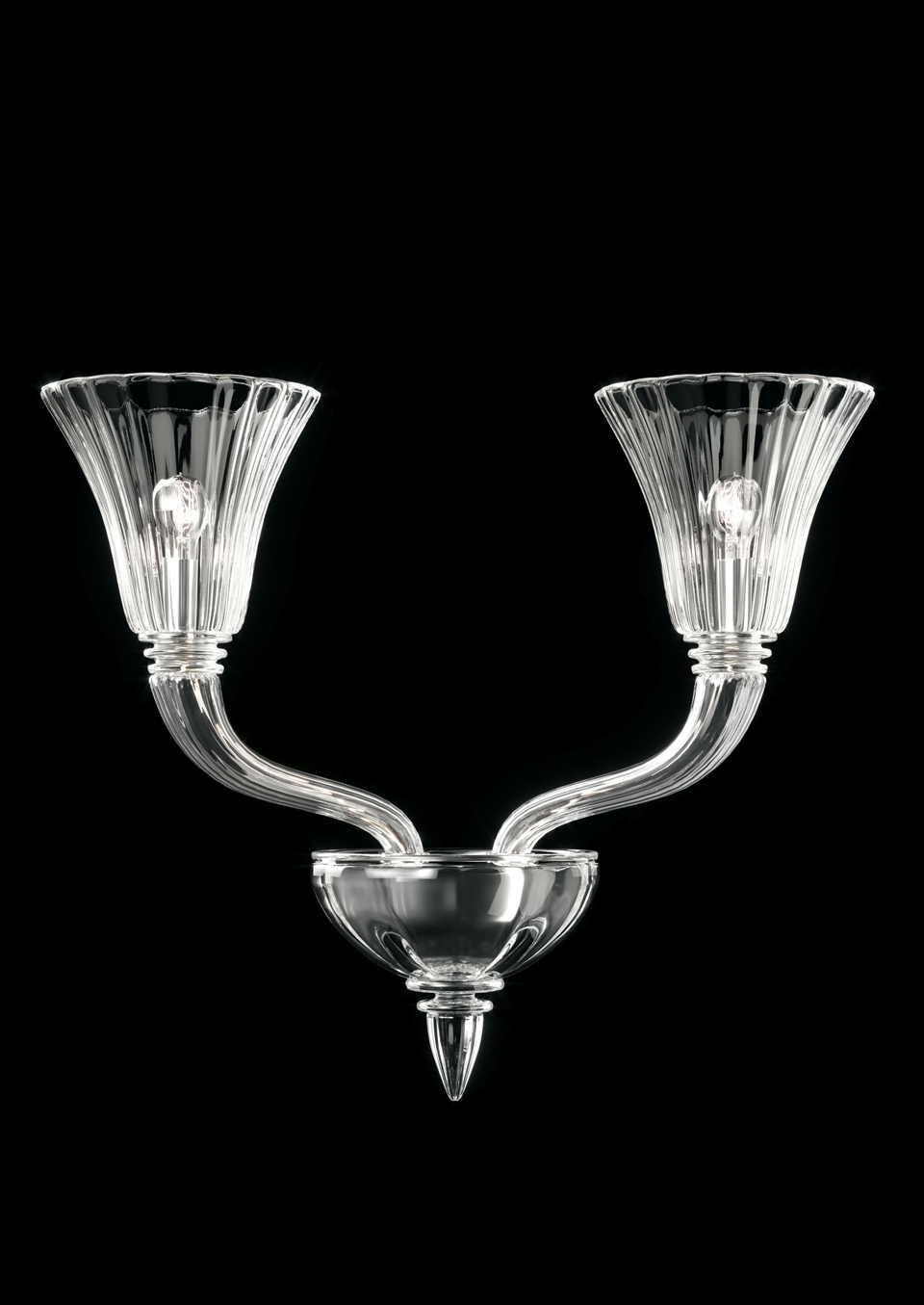 Degas retro wall lamp in transparent Murano crystal. Barovier&Toso. 