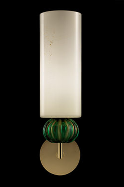 Gallia classic contemporary wall light with green-gold crystal ball. Barovier&Toso. 