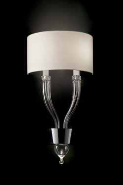 Pandora crystal wall lamp with white shade 2 lights. Barovier&Toso. 