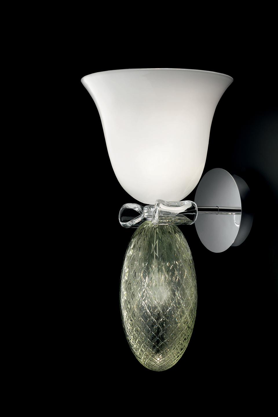 Perseus contemporary white and green Venetian crystal wall light<br/>. Barovier&Toso. 