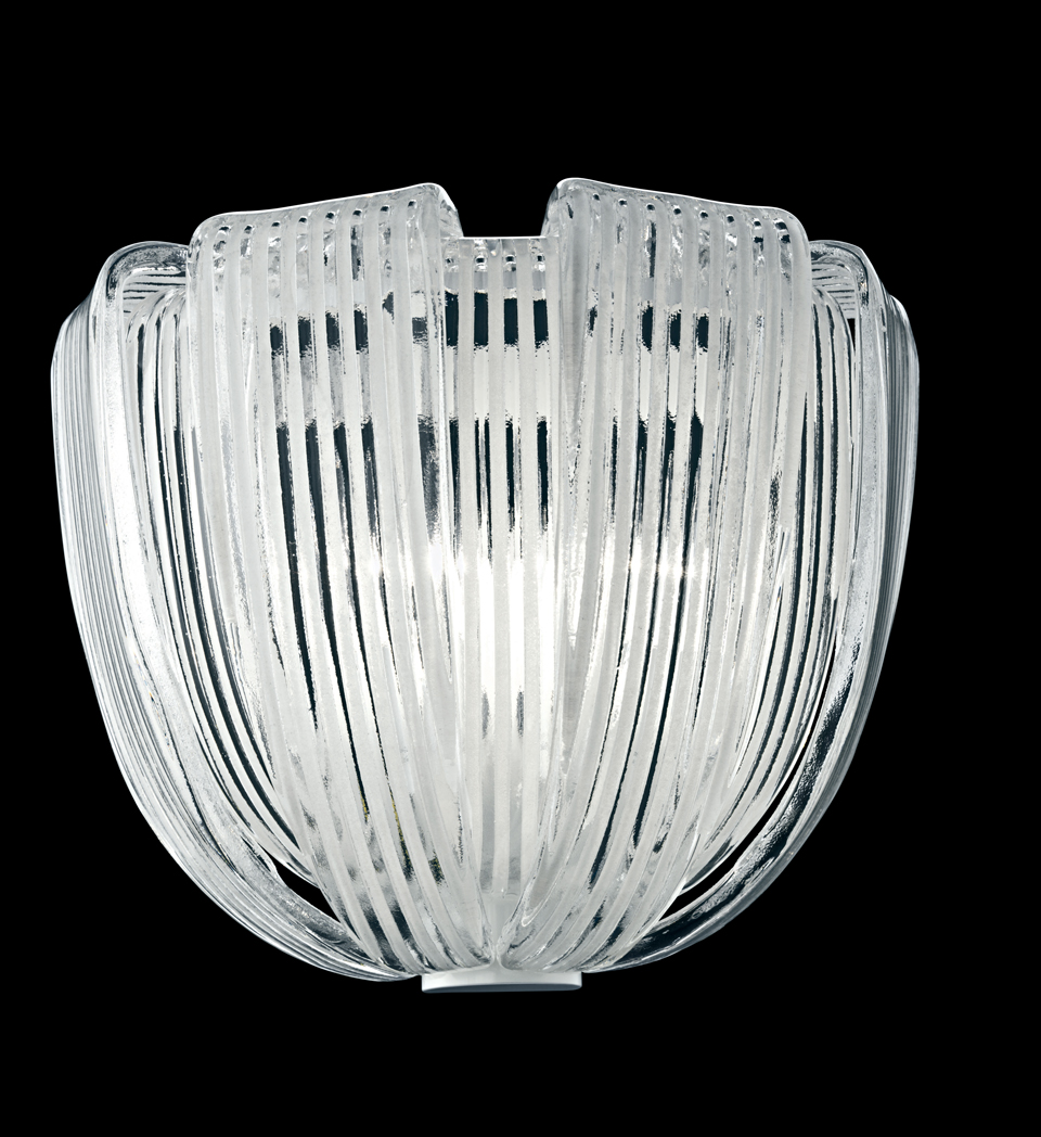 Plissé Murano crystal wall lamp with stripes. Barovier&Toso. 