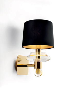 Saint Germain wall lamp in gilded metal and Venetian crystal. Barovier&Toso. 