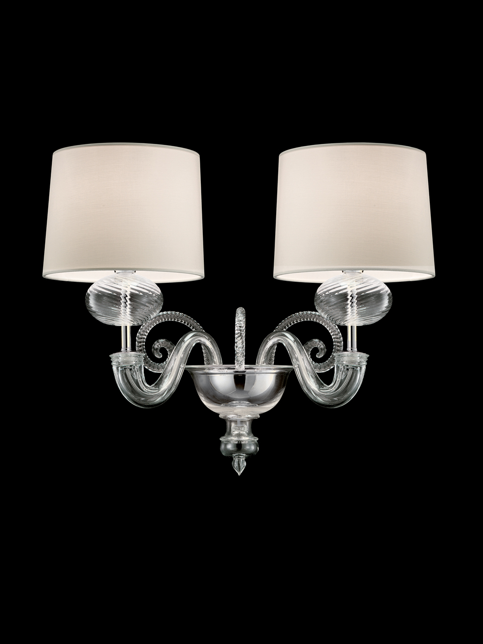 Tangeri classic wall lamp in crystal and chrome metal 2 lights. Barovier&Toso. 