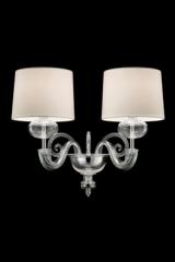 Tangeri classic wall lamp in crystal and chrome metal 2 lights. Barovier&Toso. 