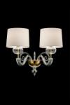 Tangeri classic wall lamp in crystal and gilded metal 2 lights. Barovier&Toso. 