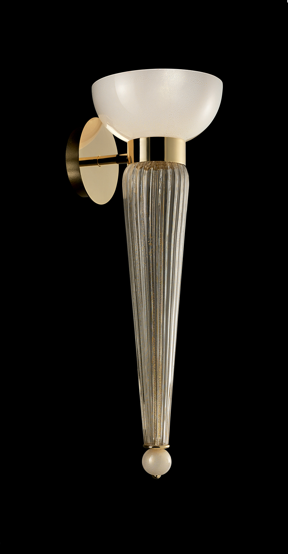 Torvik wall lamp in gold-plated Murano crystal<br/>. Barovier&Toso. 