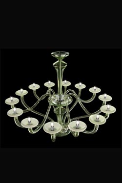 Windsor lustre contemporain en cristal citron vert 14 lumières. Barovier&Toso. 