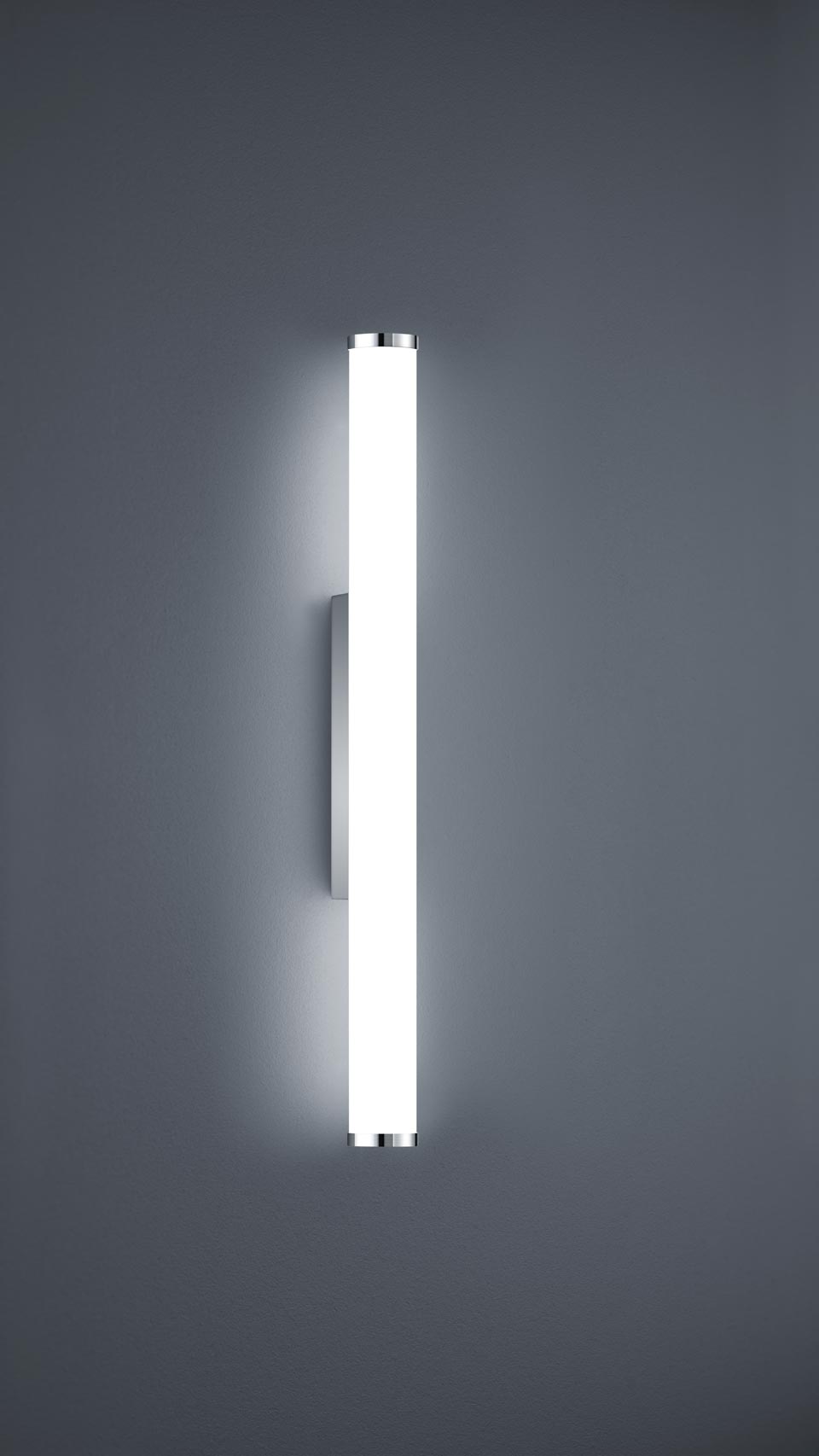 60cm chromed metal tube bathroom wall lamp. Baulmann Leuchten. 