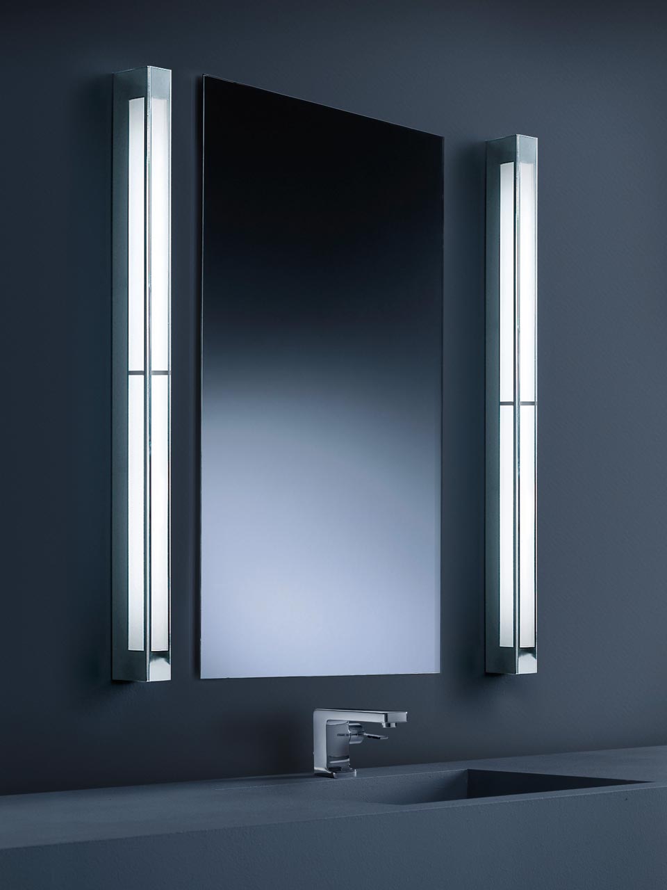60cm polished steel bathroom wall lamp. Baulmann Leuchten. 