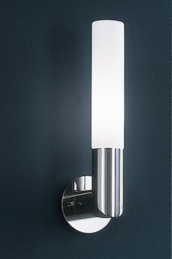 Chrome cylindrical wall light and frosted glass. Baulmann Leuchten. 