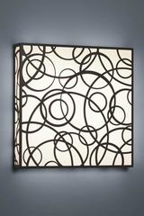 Ceiling lamp in antique bronze metal, patterns in circles square shape. Baulmann Leuchten. Ceiling lamp in antique bronze metal, patterns in circles square shape. Baulmann Leuchten.