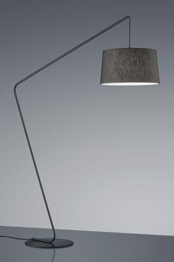 Black floor lamp, offset Z-foot. Baulmann Leuchten. 