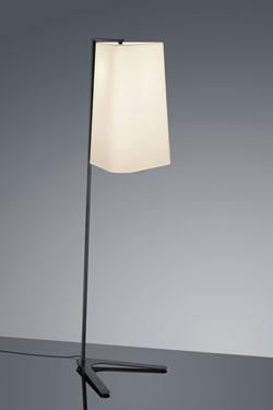 Design floor lamp with black metal foot. Baulmann Leuchten. 