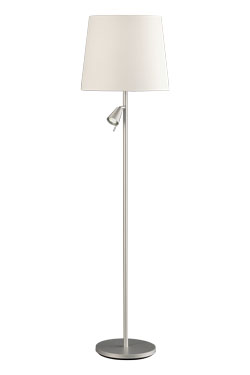 Silver floor lamp + reading light. Baulmann Leuchten. 