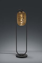 Small  Design floor lamp in amber glass and black metal. Baulmann Leuchten. 