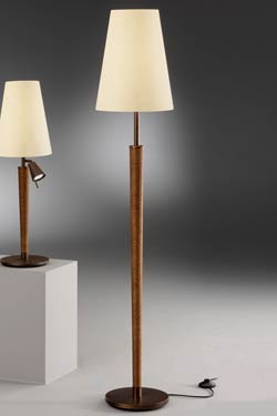 Floor lamp varnished walnut and rusty metal. Baulmann Leuchten. 