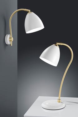 Wall lamp in white metal and satin brass. Baulmann Leuchten. 