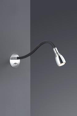 Bedside reading lamp on green flexible arm. Baulmann Leuchten. 