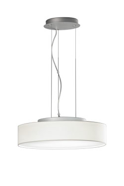 Round white pendant lamp with LED lighting. Baulmann Leuchten. 
