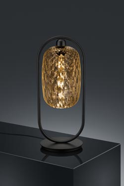Lampe de table Design noire et verre ambré. Baulmann Leuchten. 