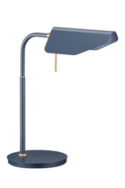 Lampe de table orientable en métal gris-bleu. Baulmann Leuchten. 