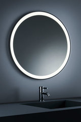 Miroir lumineux de salle de bains rond, inox poli. Baulmann Leuchten. Miroir lumineux de salle de bains rond, inox poli. Baulmann Leuchten.