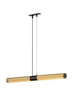 Contemporary hanging lamp golden cylinder. Baulmann Leuchten. 