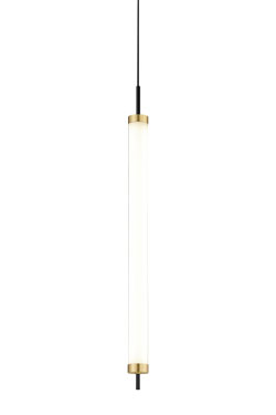 Long white and gold tube pendant. Baulmann Leuchten. 