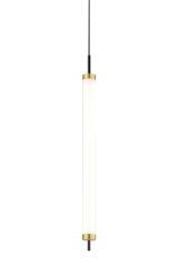 Long white and gold tube pendant. Baulmann Leuchten. 