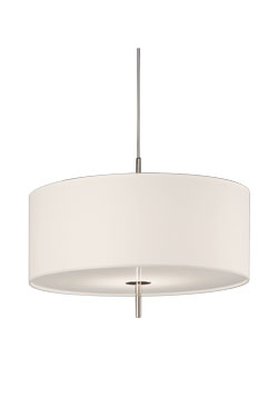 Round white pendant lamp in fabric. Baulmann Leuchten. 