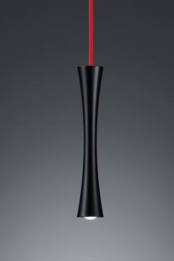 Thin pendant in matt black lacquered metal. Baulmann Leuchten. 