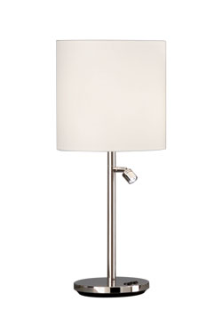 Bedside lamp with integrated LED reading light. Baulmann Leuchten. 