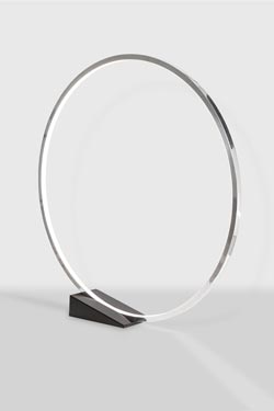 Hulla Hop floor lamp large circle polished aluminum. Baulmann Leuchten. 