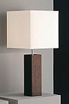 Table lamp in walnut, chromed metal and white chintz small model. Baulmann Leuchten. 