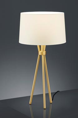 Matte brass tripod table lamp. Baulmann Leuchten. 