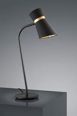 Table lamp with black chintz shade gold interior. Baulmann Leuchten. 