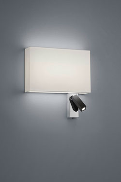 Bedside wall lamp + reading lamp rectangle shade. Baulmann Leuchten. 