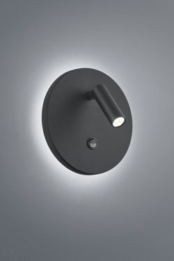 Black adjustable bedside reading light with 2 LED lighting. Baulmann Leuchten. 