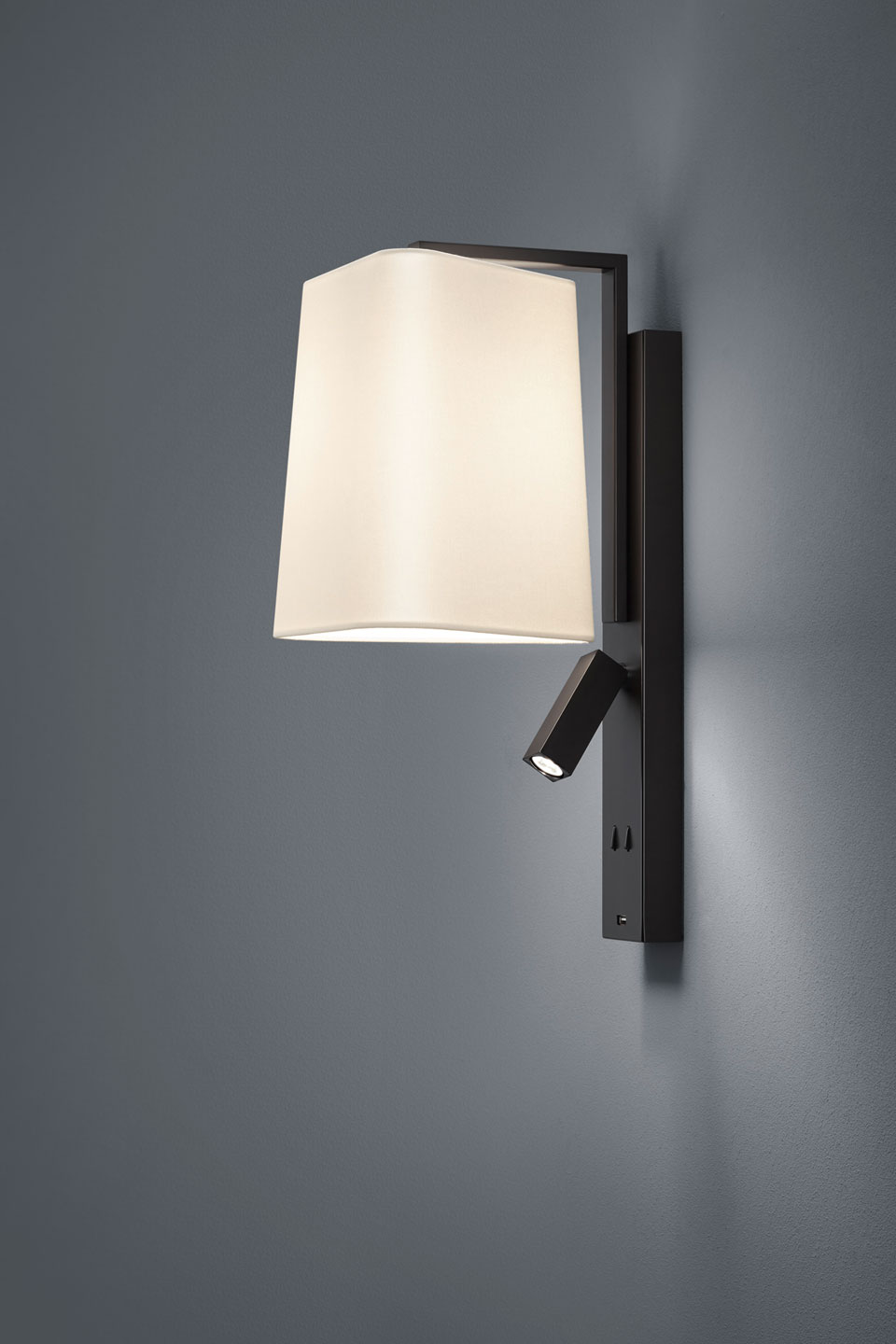 Black design wall lamp + reading lamp . Baulmann Leuchten. 