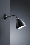 Black wall lamp with a flexible arm. Baulmann Leuchten. 