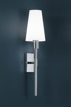 Wall lamp chrome and glass form torch. Baulmann Leuchten. 