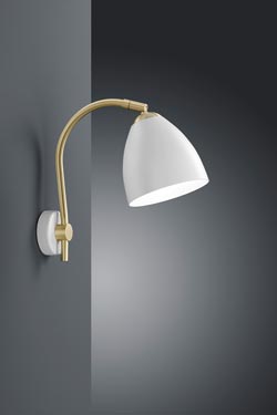 Wall lamp in white metal and satin brass. Baulmann Leuchten. 