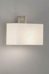 Matt nickel wall lamp and white chintz lampshade. Baulmann Leuchten. 
