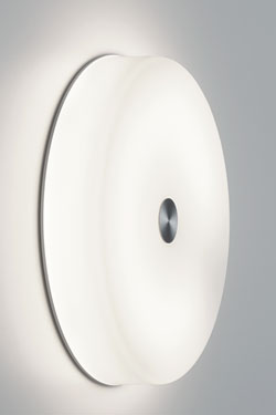 Round plafonnier rond en acrylique et inox brossé 30cm. bpe:LICHT. 