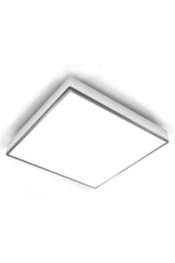 Teca plafonnier carré avec liseré chromé 21cm et éclairage LED. bpe:LICHT. 