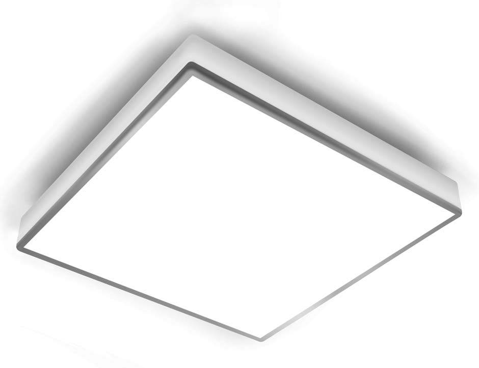 Teca plafonnier carré avec liseré chromé 21cm et éclairage LED. bpe:LICHT. 