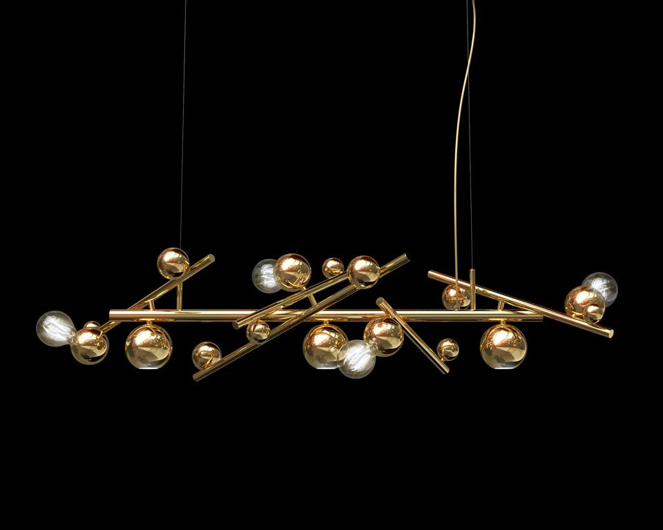 Galaxy constellation chandelier 7 lights in brass. Brand Von Egmond. 
